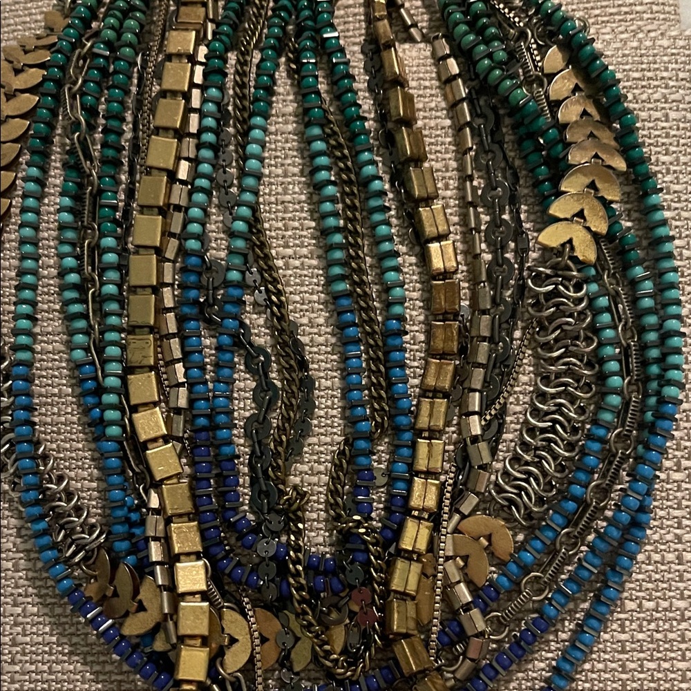 Stella & Dot Utopia Multi-Strand Beaded Statement Necklace in Teal and Blue - Picture 3 of 3